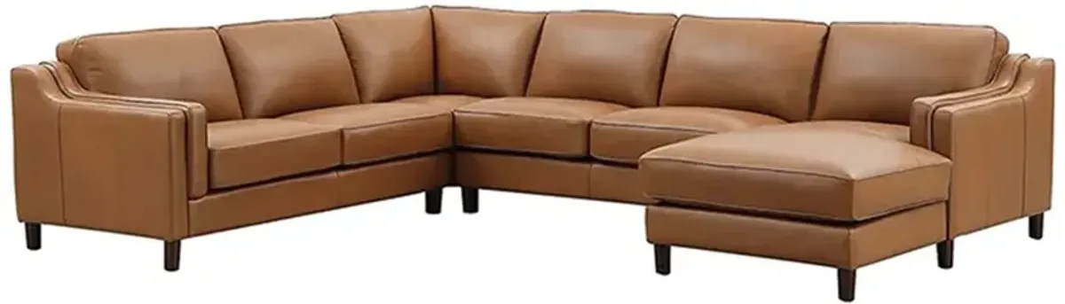 Bella Top Grain Leather U-Shaped Sectional with Right Chaise