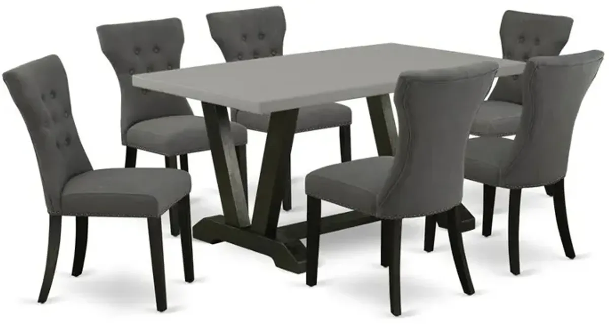 East West Furniture V696Ga650-7 - 7-Piece Small Dining Table Set - 6 Parsons Dining Room Chair and a Rectangular Kitchen Dining Table Solid Wood Structure