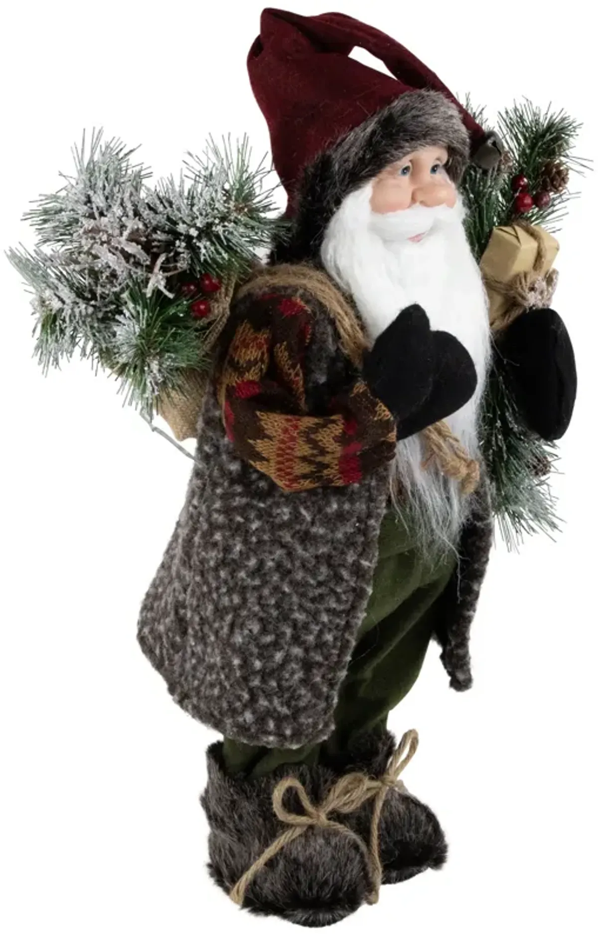 16" Country Rustic Santa Claus with Present Christmas Figure