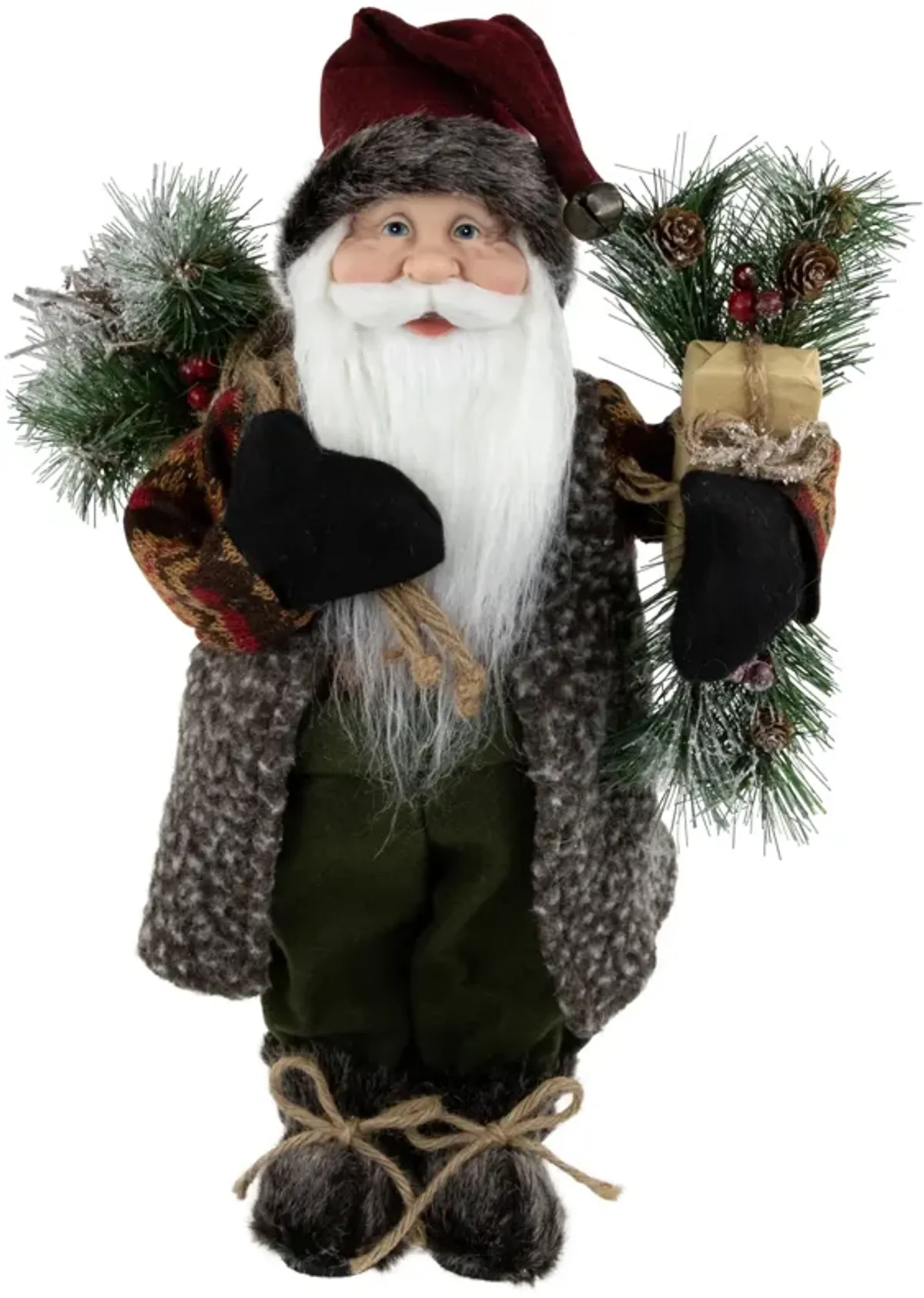 16" Country Rustic Santa Claus with Present Christmas Figure