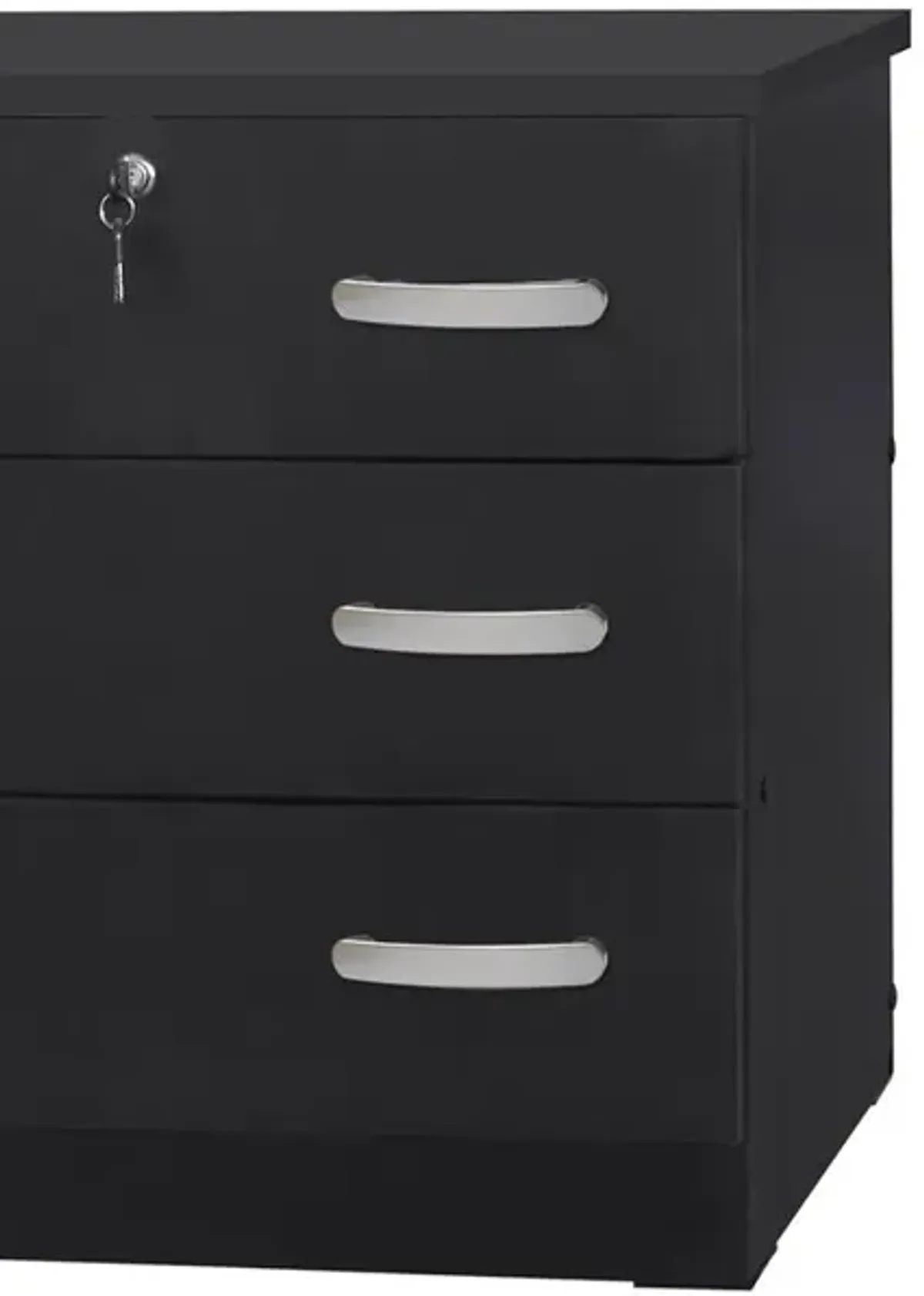 Better Home Products Cindy Wooden 3 Drawer Chest Bedroom Dresser in Black