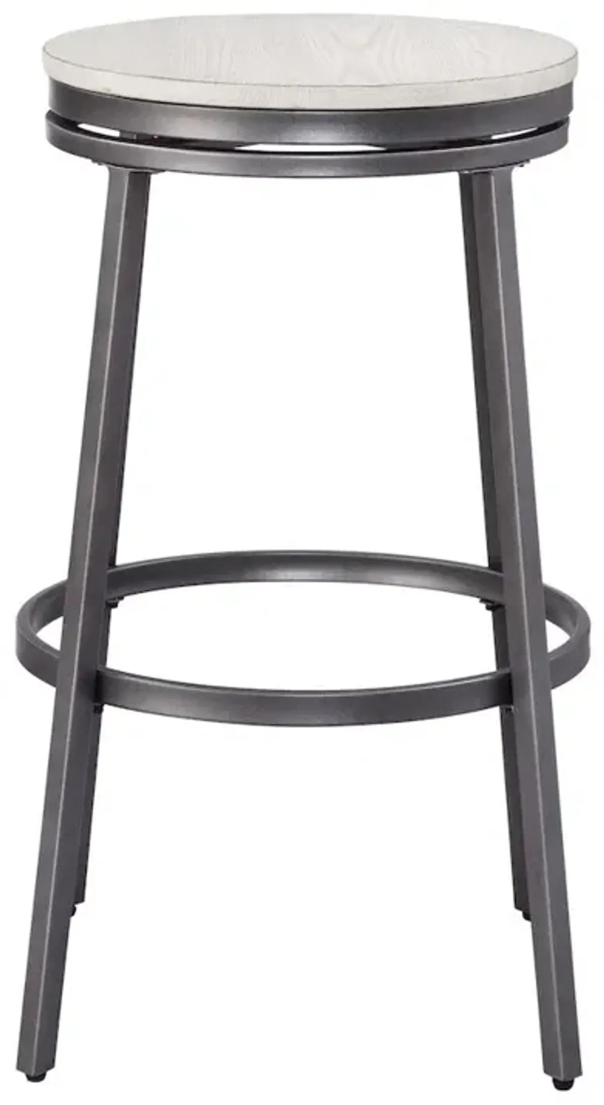 Stockton 30" Backless Metal Swivel Stool - Slate Grey - White Oak Seat