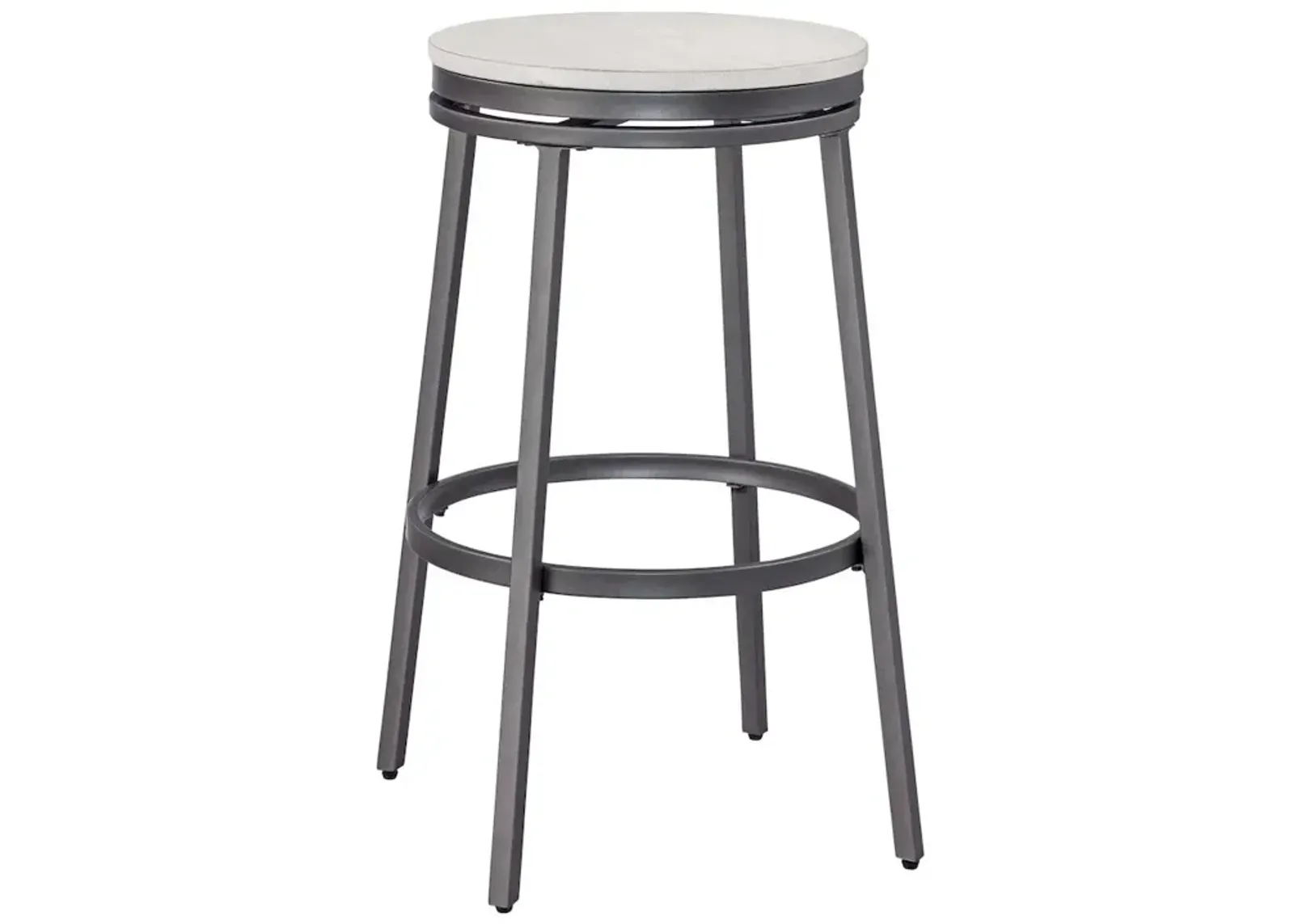 Stockton 30" Backless Metal Swivel Stool - Slate Grey - White Oak Seat