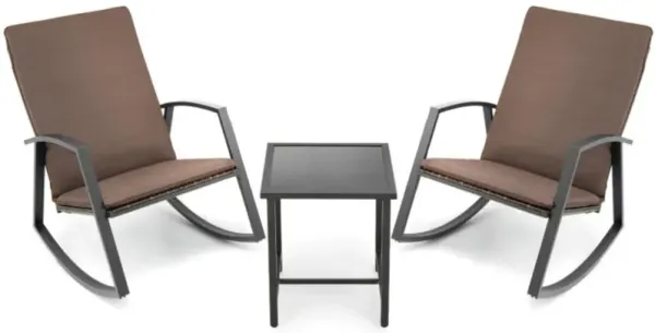 Hivvago 3 Pieces Patio Rattan Rocking Furniture Set