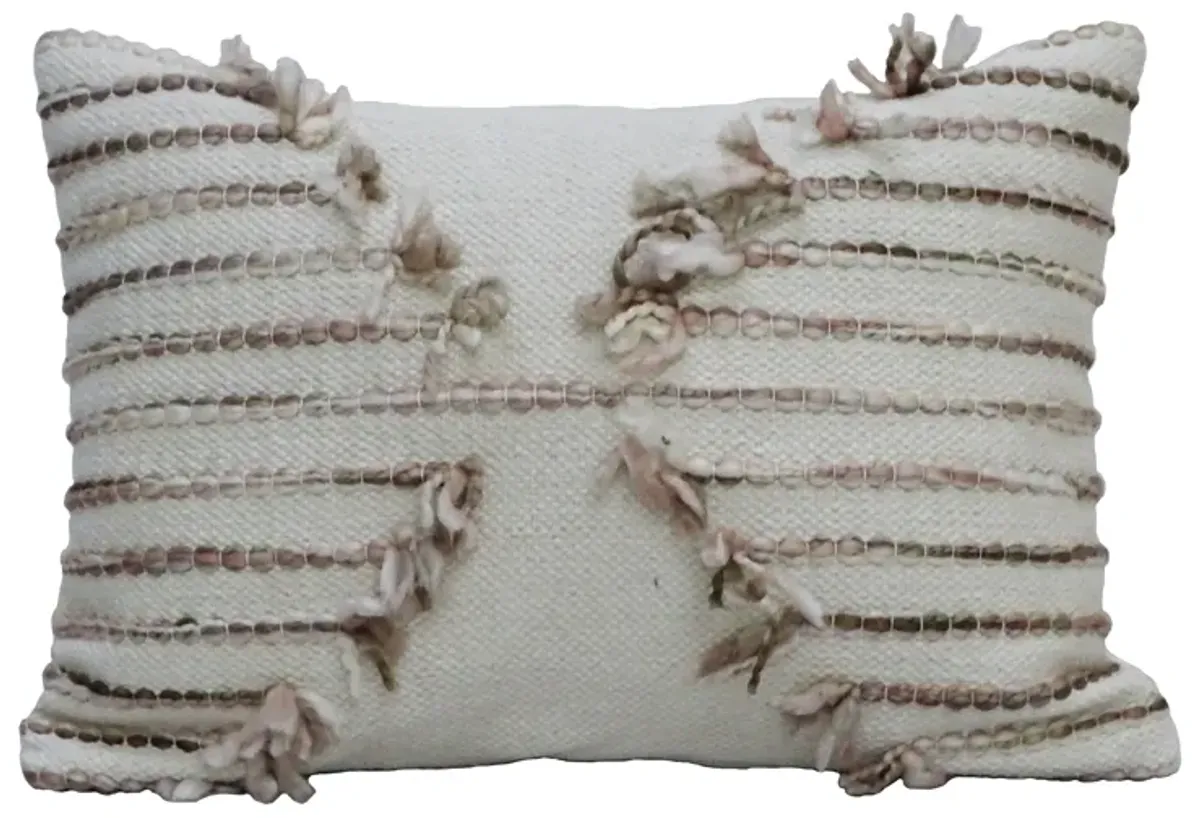 Pink 14" X 20" Embroided Throw Pillow