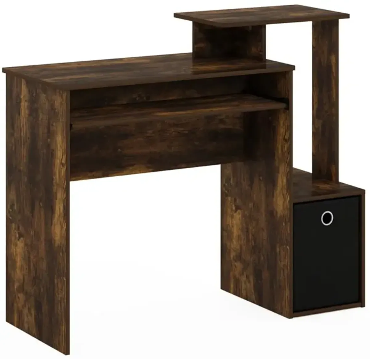Furinno Furinno Econ Multipurpose Home Office Computer Writing Desk w/Bin, Amber Pine/Black