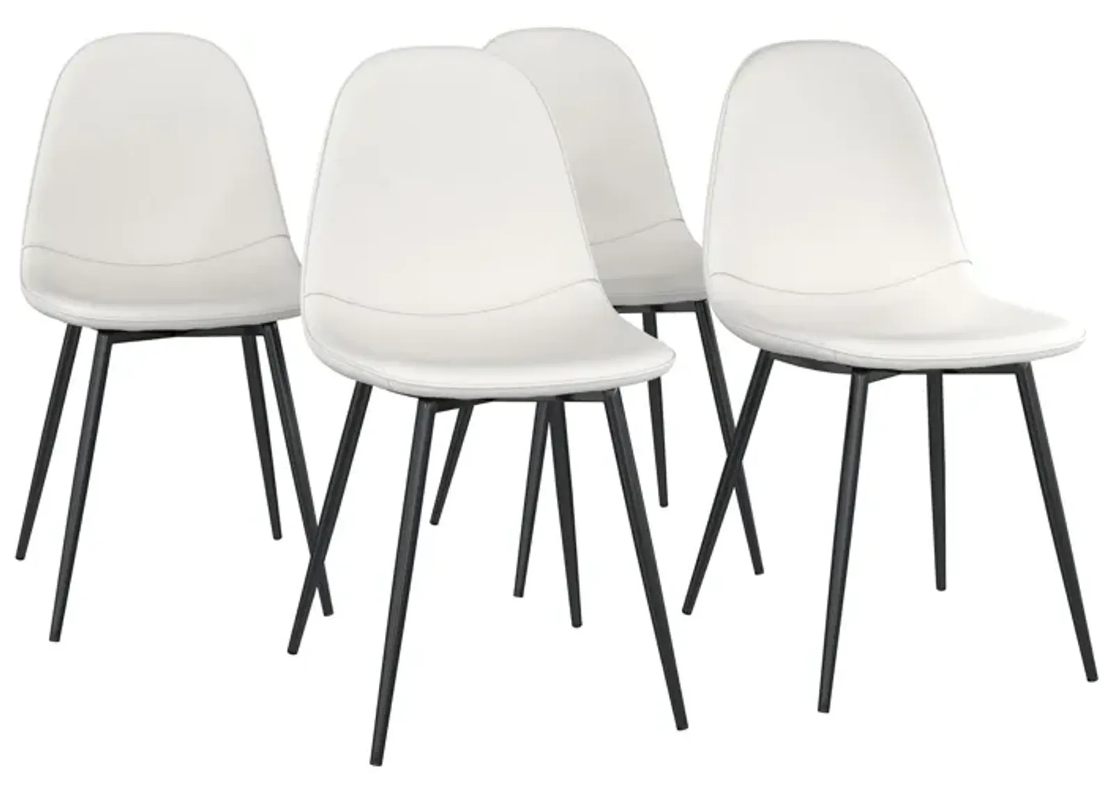 REALROOMS Brandon Upholstered 4-Piece Dining Chairs, 4-Pack, White Faux Leather