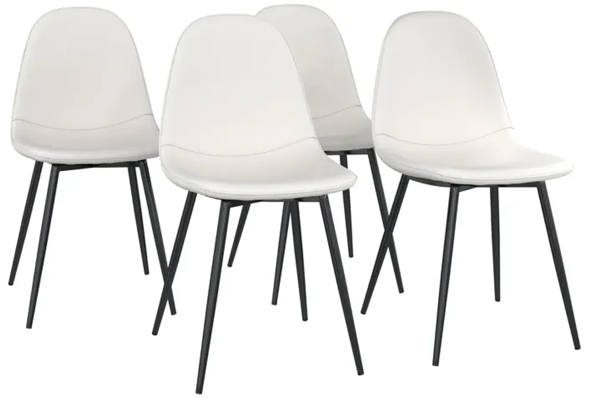 REALROOMS Brandon Upholstered 4-Piece Dining Chairs, 4-Pack, White Faux Leather