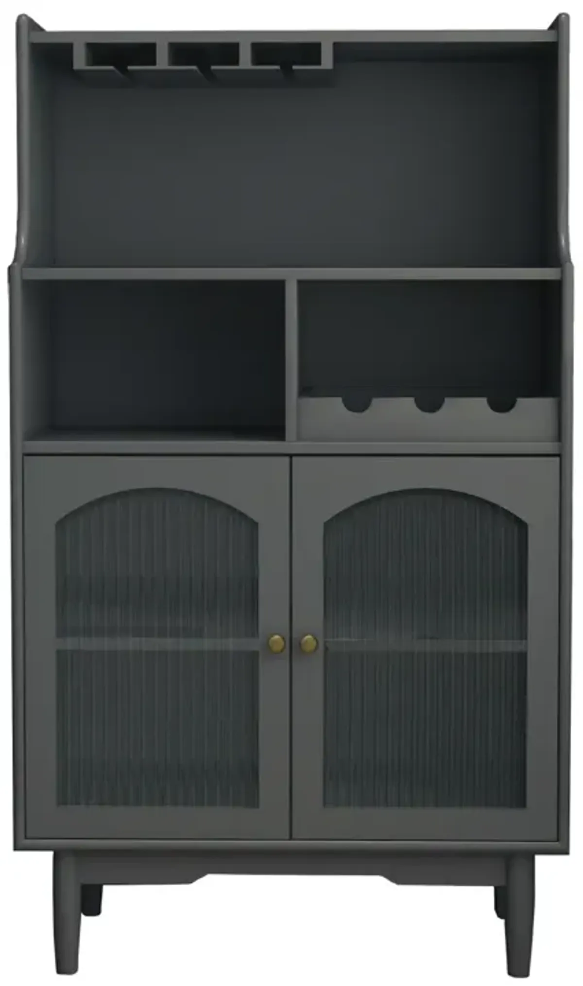 Grey wine cabinet with glass doors & removable racks