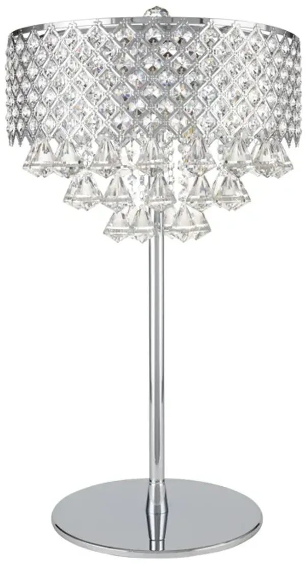 Grand Table Lamp Chrome Metal and Crystal LED Light