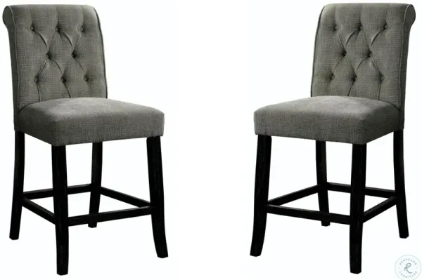 Streamdale Rustic Style Grey Chenille Fabric Counter Height Chairs Set