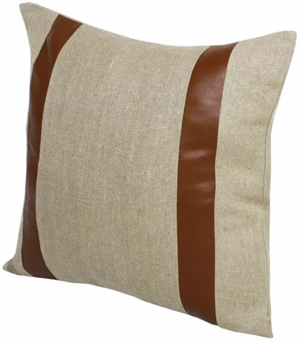 Hivvago Set Of Two 20" X 20" Beige Striped Zippered Linen Throw Pillow