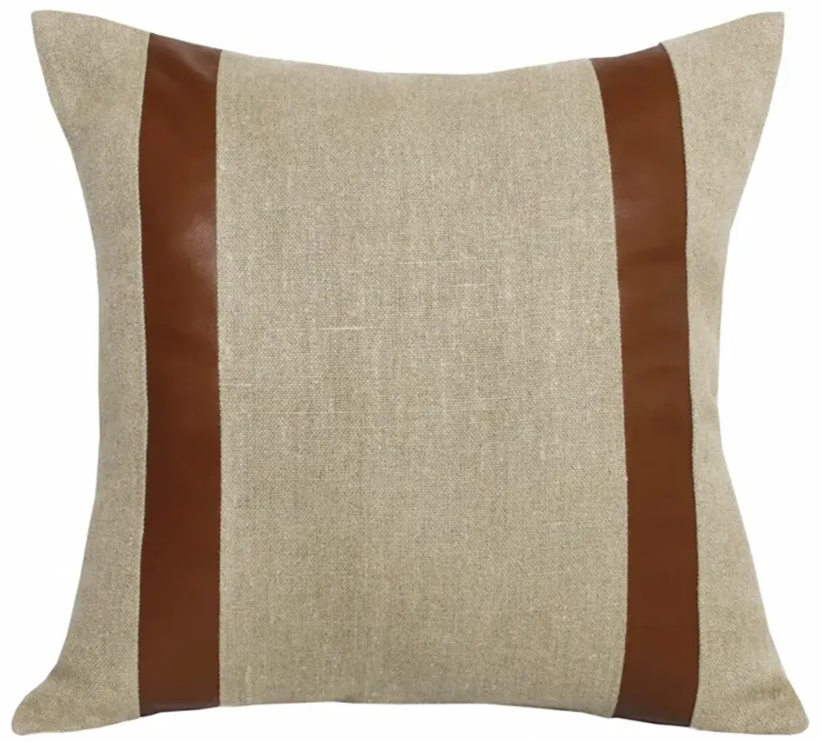 Hivvago Set Of Two 20" X 20" Beige Striped Zippered Linen Throw Pillow