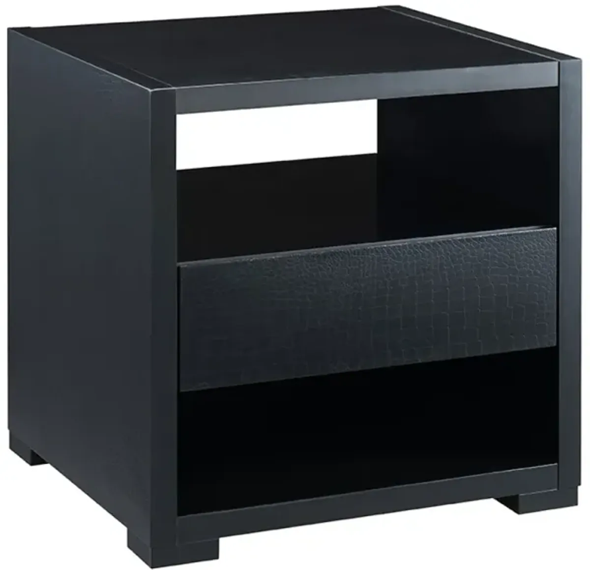 End Table Faux Croc Black