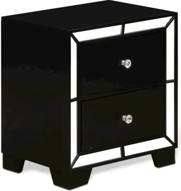 East West Furniture Nella Wood Nightstand with 2 Drawers for any Bedroom - Black Legs