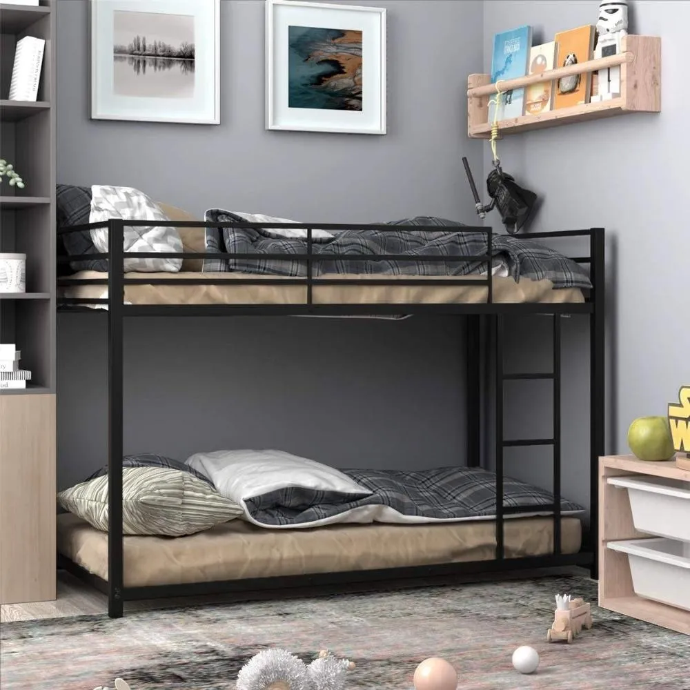 Twin over Twin Low Profile Modern Bunk Bed Frame