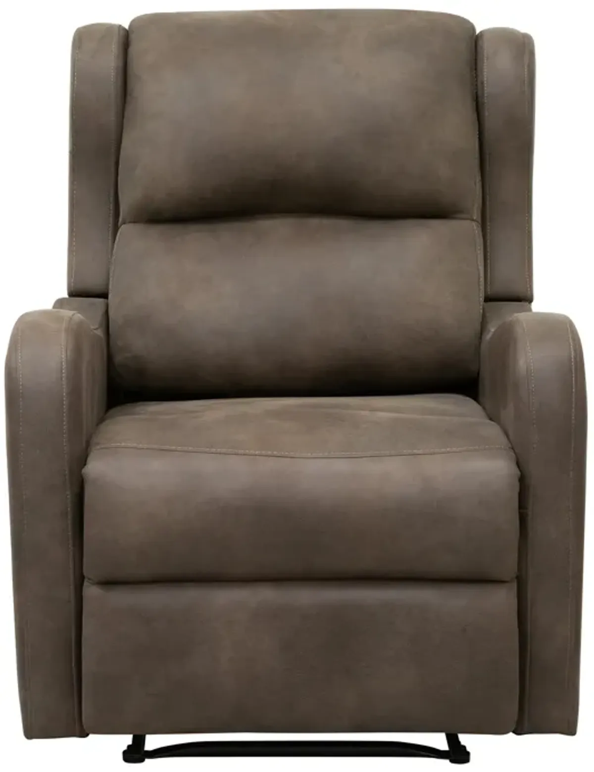 Kim 38 Inch Manual Recliner Chair, Cushioned Brown Microfiber, Solid Wood - Benzara