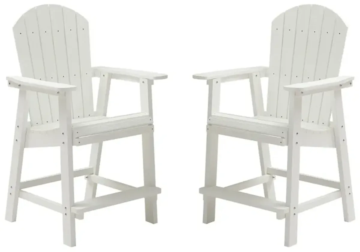 Hips Bar Chair With Armrest, Patio Bar Chair Set Of 2, White