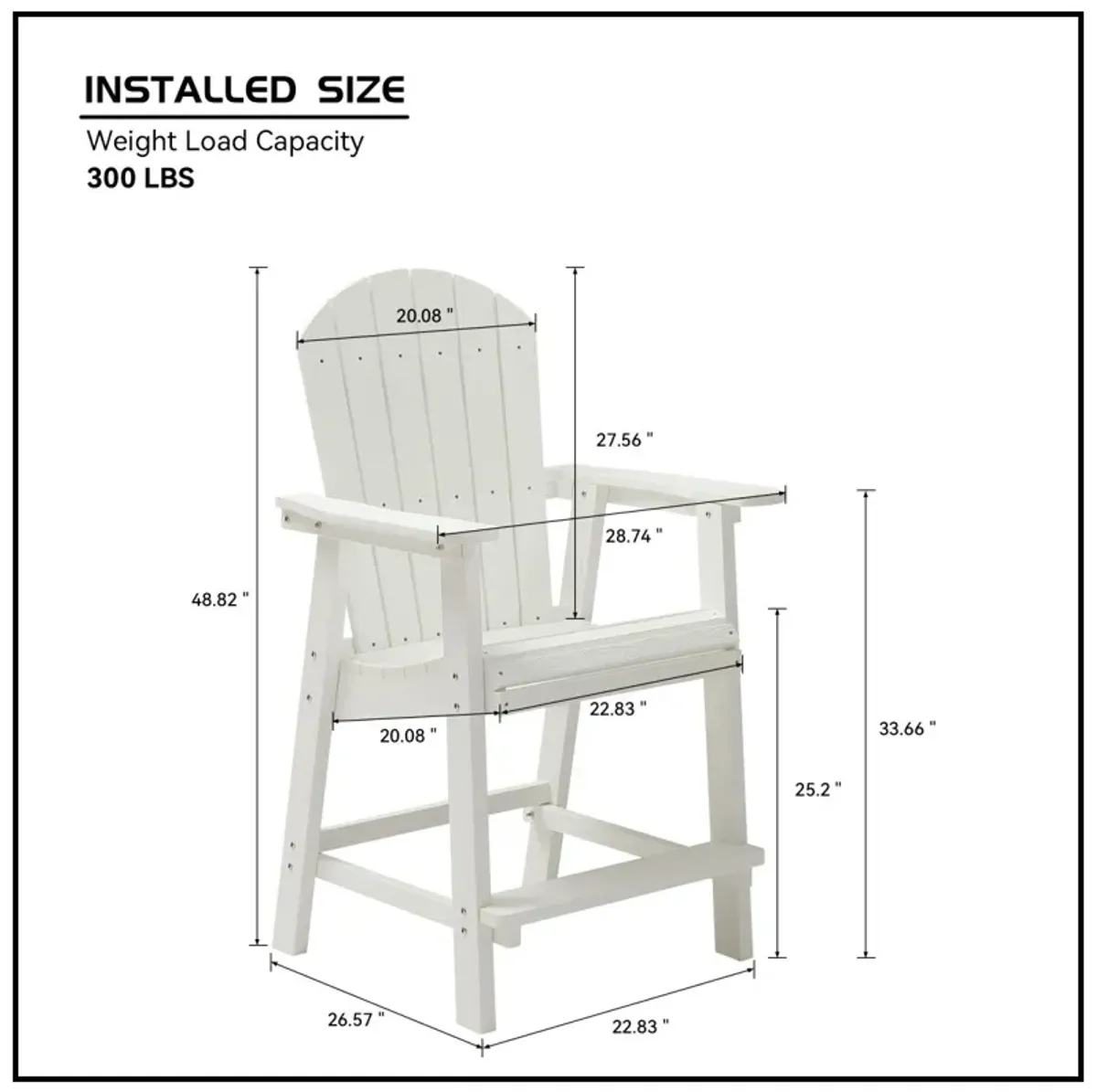 Hips Bar Chair With Armrest, Patio Bar Chair Set Of 2, White