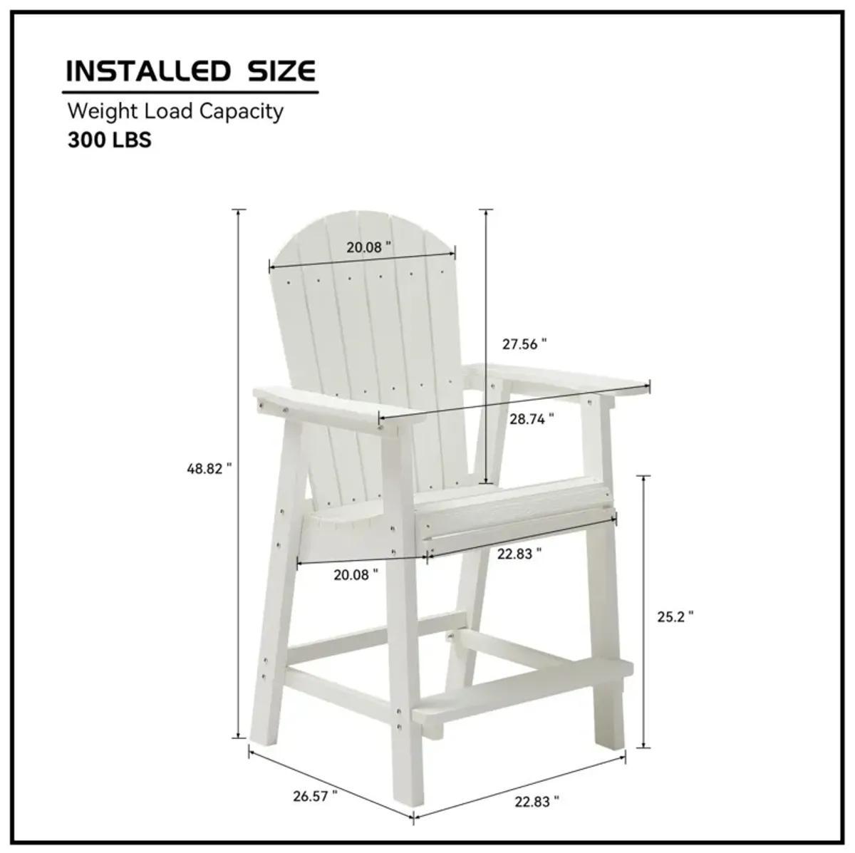 Hips Bar Chair With Armrest, Patio Bar Chair Set Of 2, White