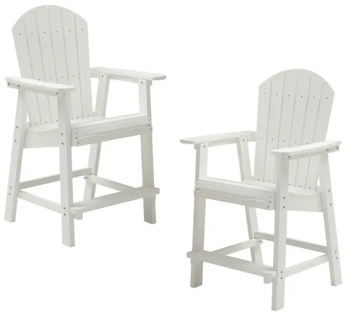 Hips Bar Chair With Armrest, Patio Bar Chair Set Of 2, White