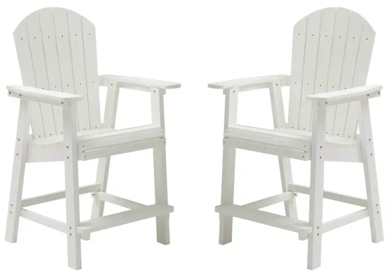 Hips Bar Chair With Armrest, Patio Bar Chair Set Of 2, White