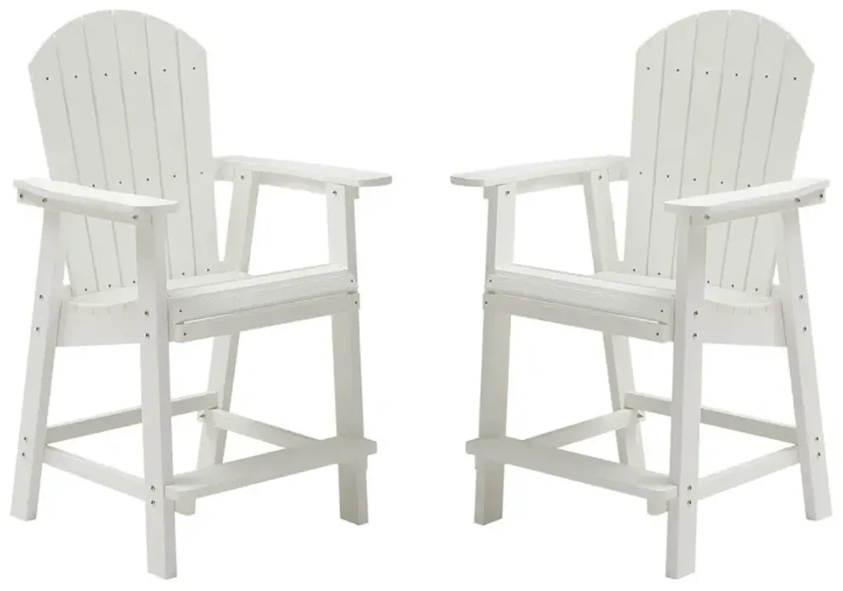 Hips Bar Chair With Armrest, Patio Bar Chair Set Of 2, White