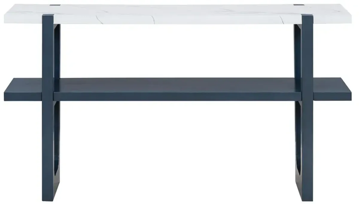 Merax Retro Elegant Console Table with Marble-Effect Top