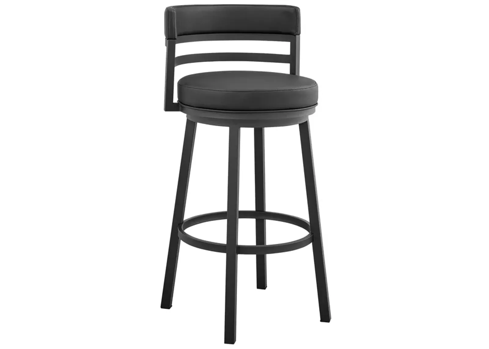 Madrid  Counter Height Swivel Black Faux Leather and Metal Bar Stool