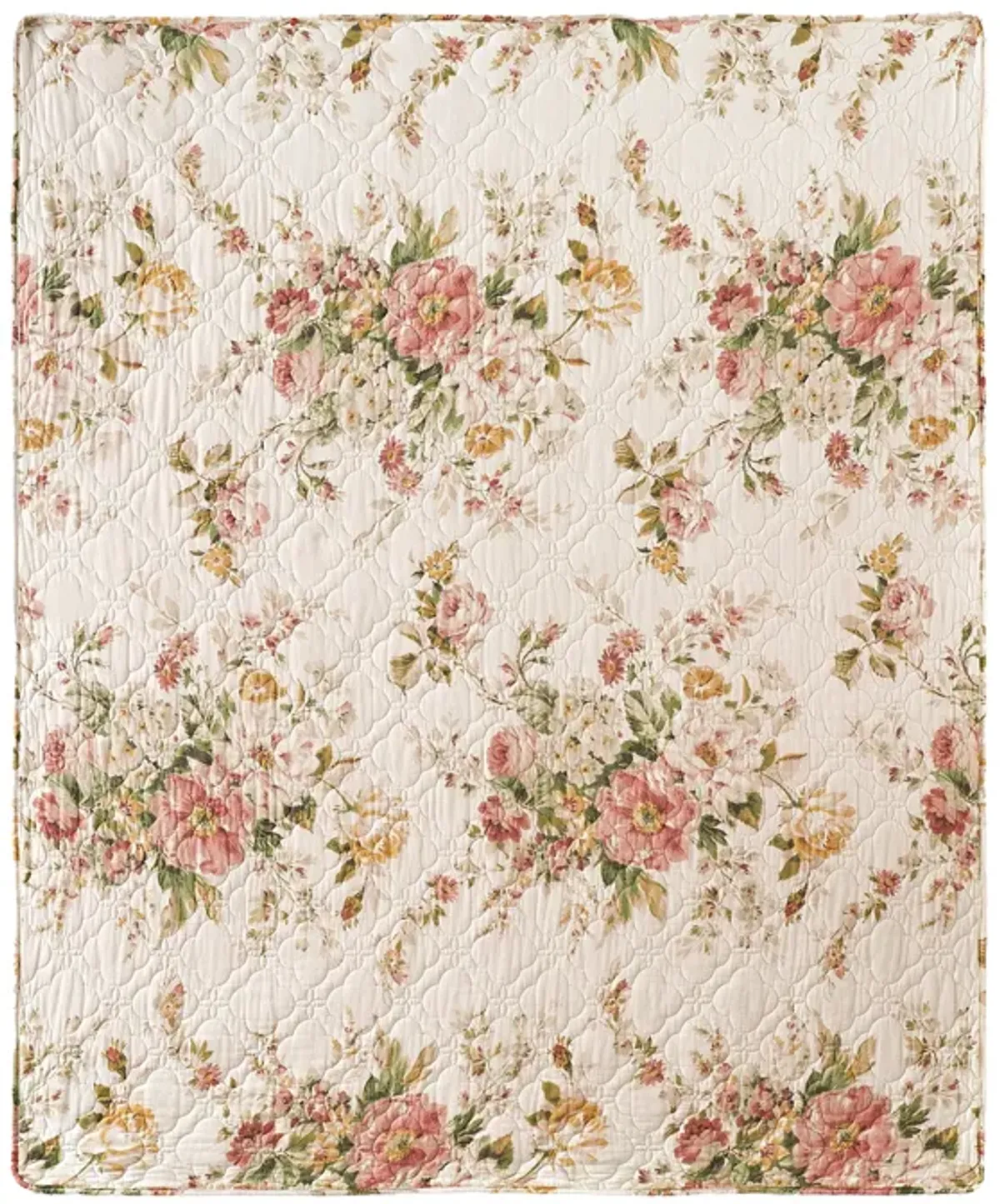 Givi Throw Blanket with Unique Floral Pattern, Buttercup Beige Cotton