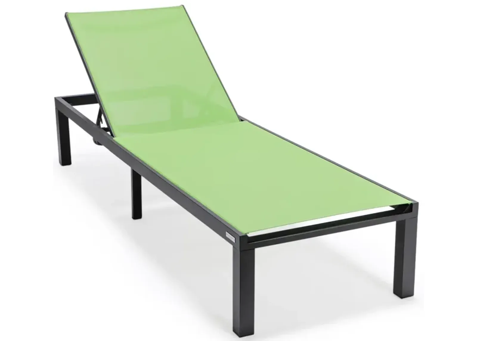 LeisureMod Marlin Patio Chaise Lounge Chair With Black Aluminum Frame