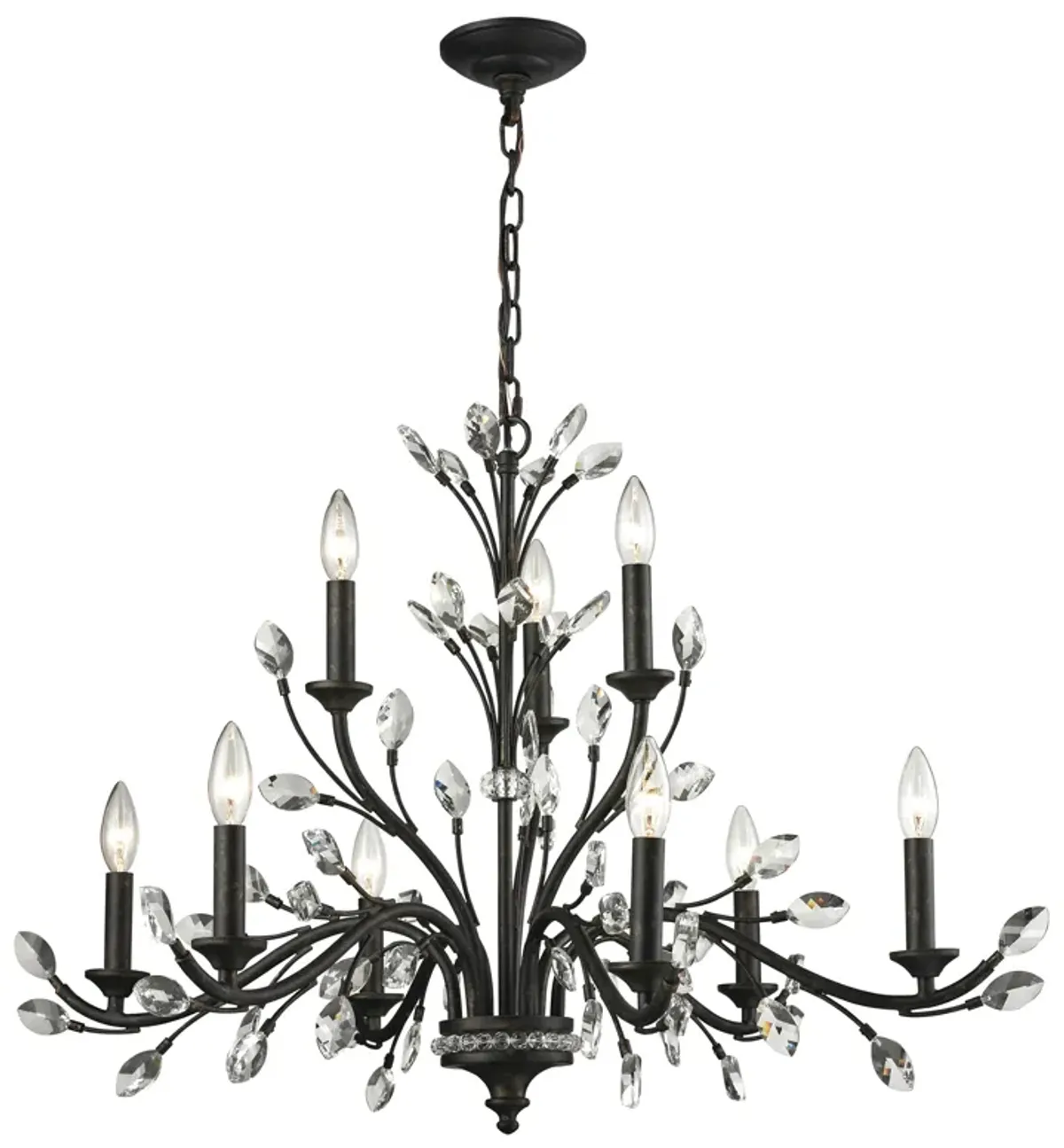 Crystal Branches 33'' Wide 9-Light Chandelier
