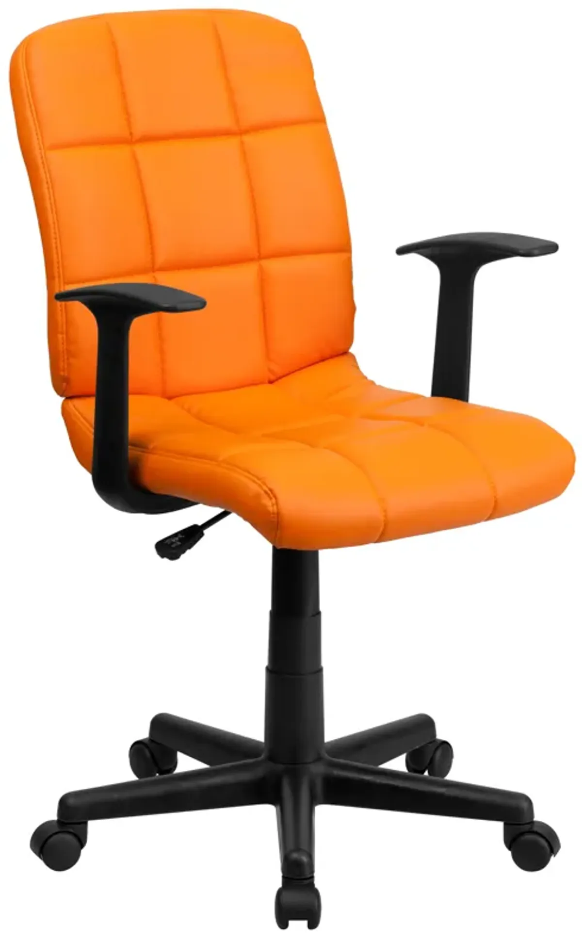Clayton Mid-Back Quilted Vinyl Swivel Task Office Chair with Arms