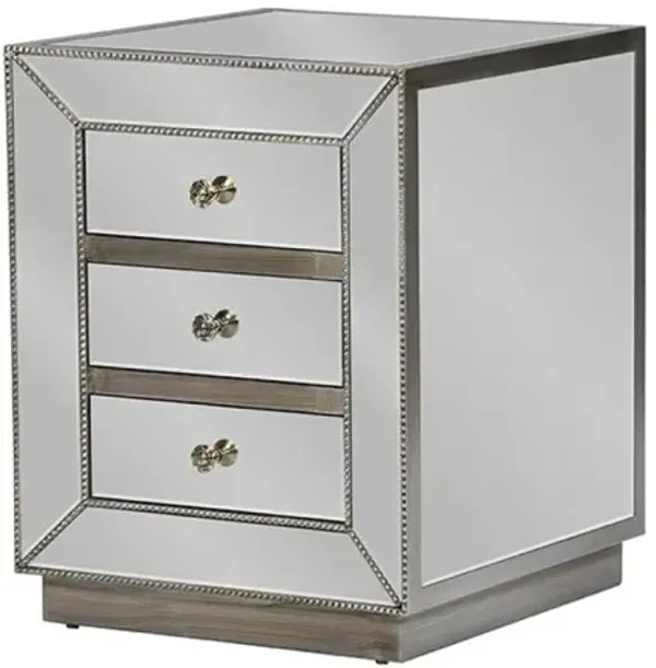 Baxton Studio Currin Contemporary Mirrored 3-Drawer End Table