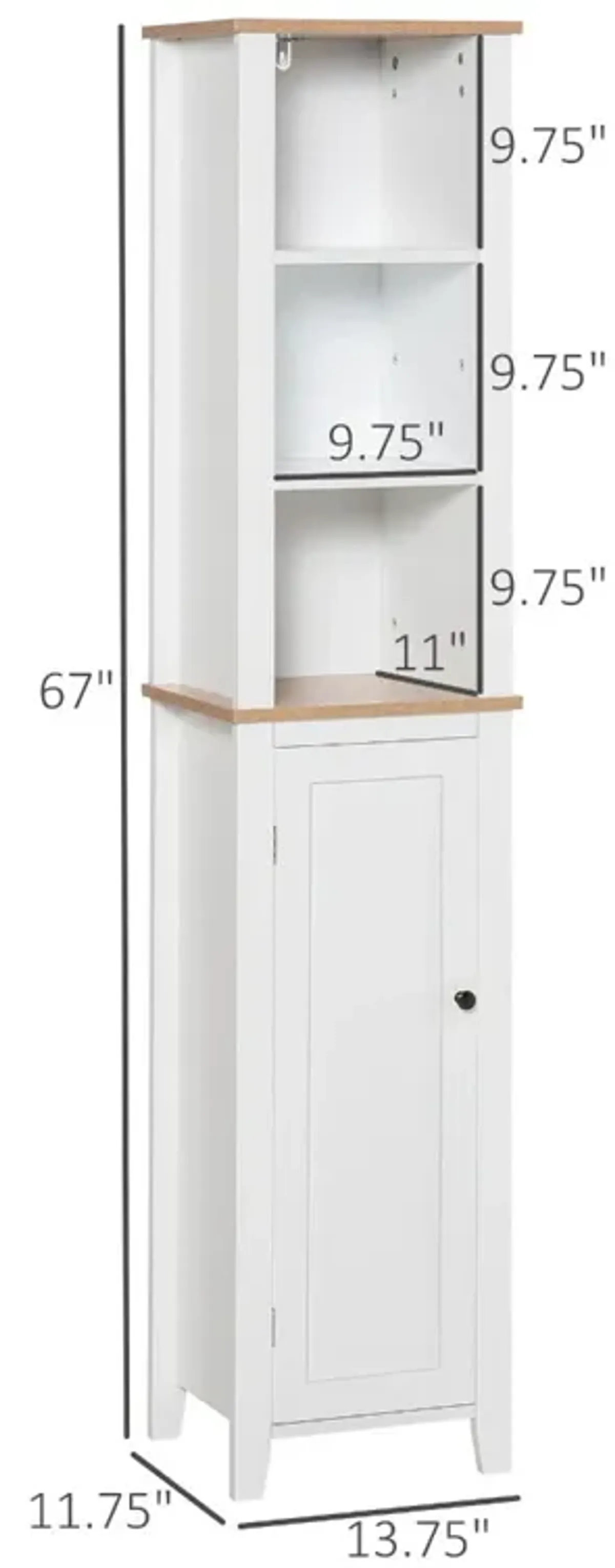 White Bathroom Organizer: Tall 3-Tier Linen Tower Cabinet