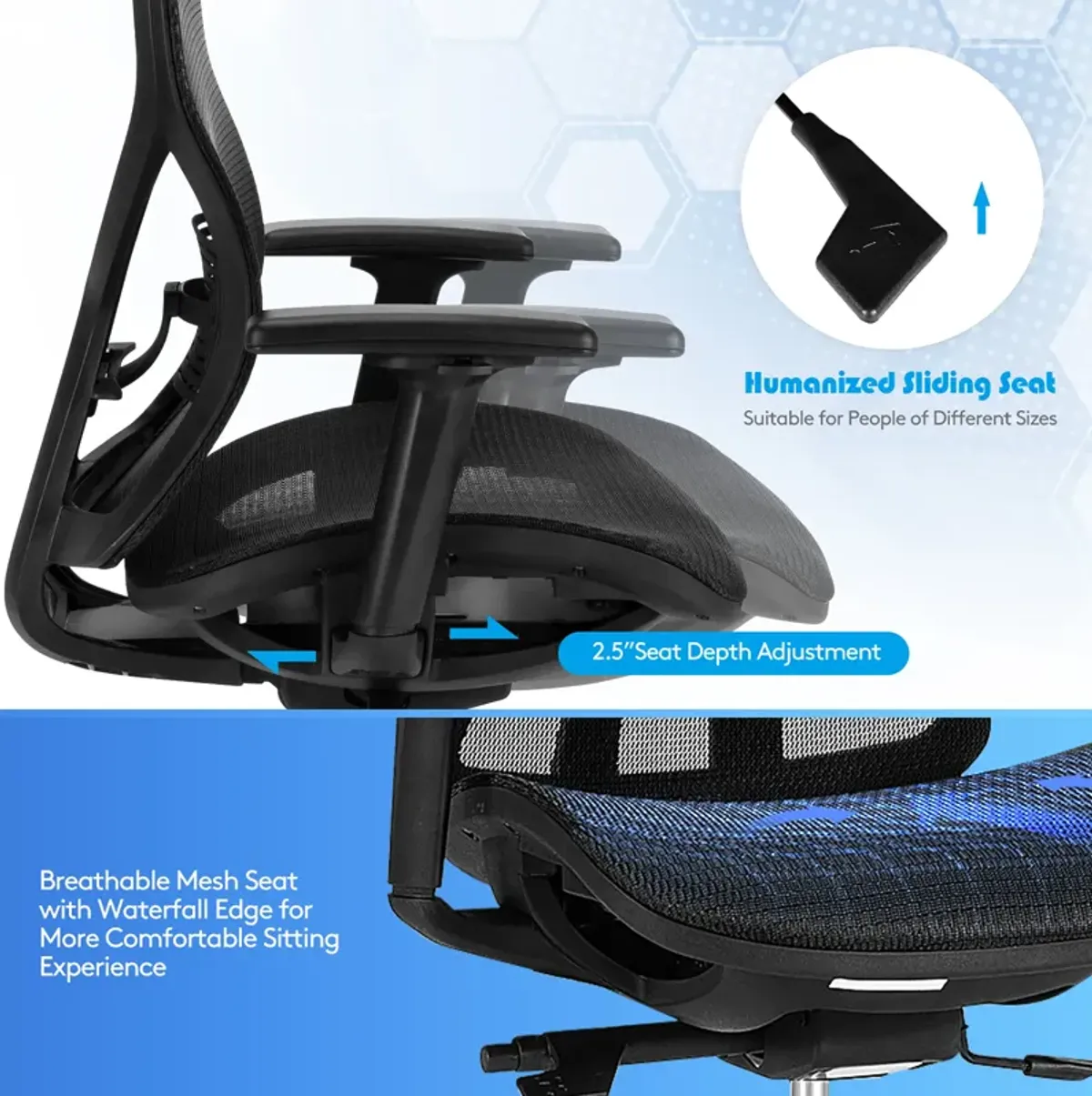 Costway Ergonomic Office Chair High-Back Mesh Chair w/Adjustable Lumbar Support