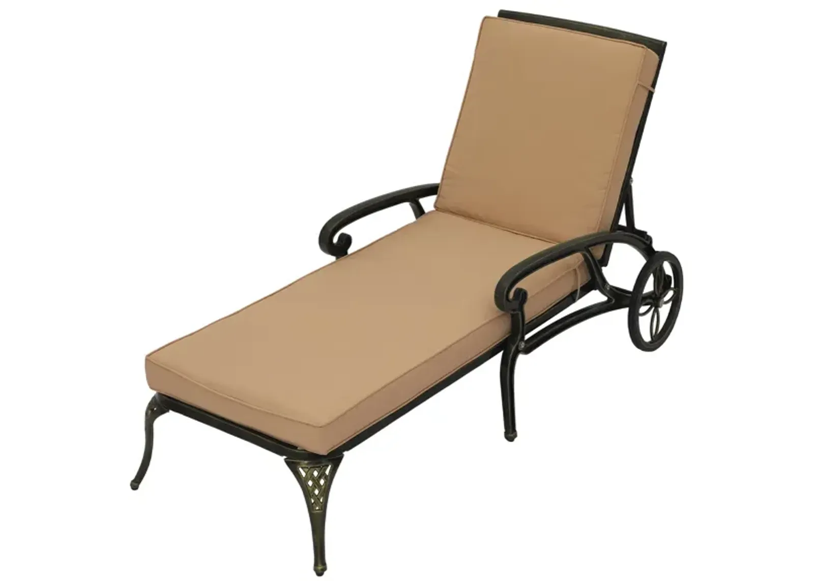 MONDAWE Cast Aluminum Outdoor Adjustable Chaise Lounge with Removable Cushion