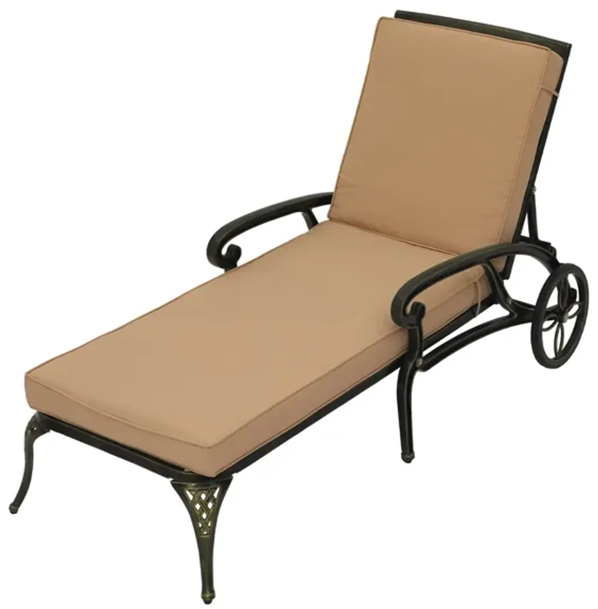 MONDAWE Cast Aluminum Outdoor Adjustable Chaise Lounge with Removable Cushion