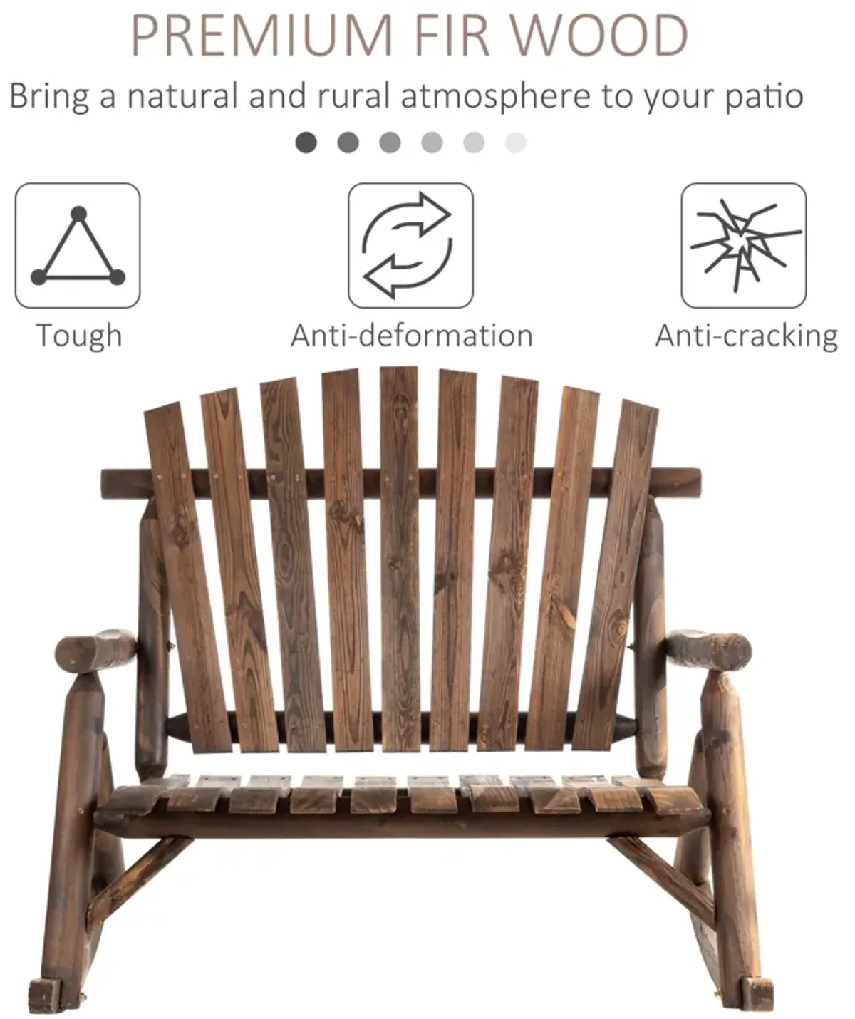 Black Rustic Rocker: Wooden Adirondack Chair for Outdoor Use