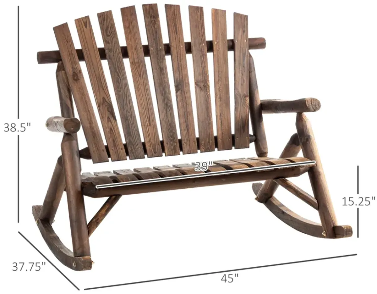 Black Rustic Rocker: Wooden Adirondack Chair for Outdoor Use