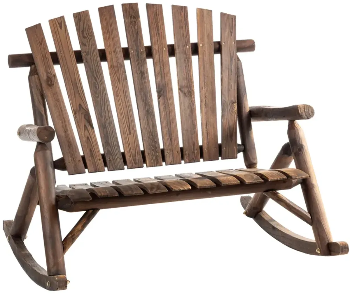 Black Rustic Rocker: Wooden Adirondack Chair for Outdoor Use