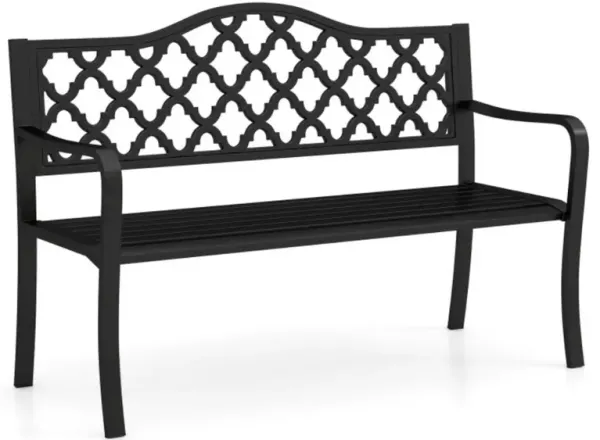 Hivvago 50.5 Inch Patio Bench with Curved Armrests for 2-3 People