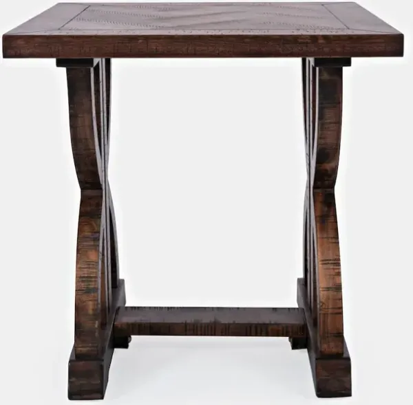 Jofran Fairview Transitional Herringbone Distressed Acacia End Table