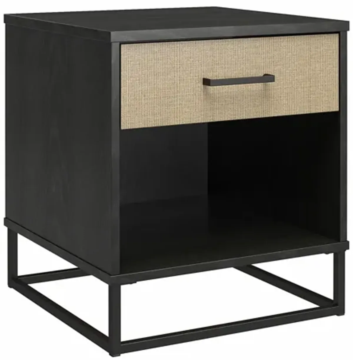 Novogratz Kelly Nightstand, Faux Rattan & Black Oak