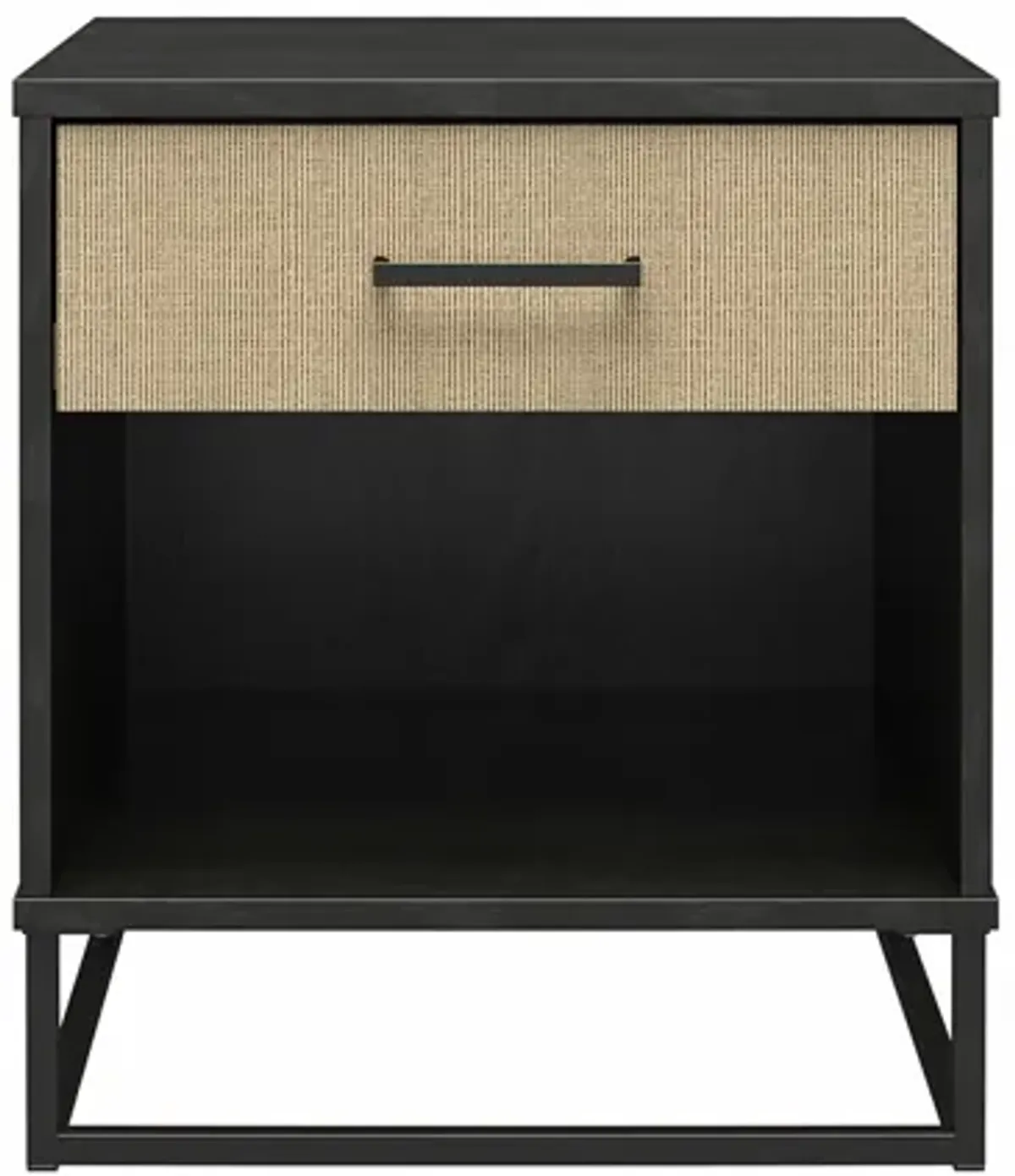 Novogratz Kelly Nightstand, Faux Rattan & Black Oak