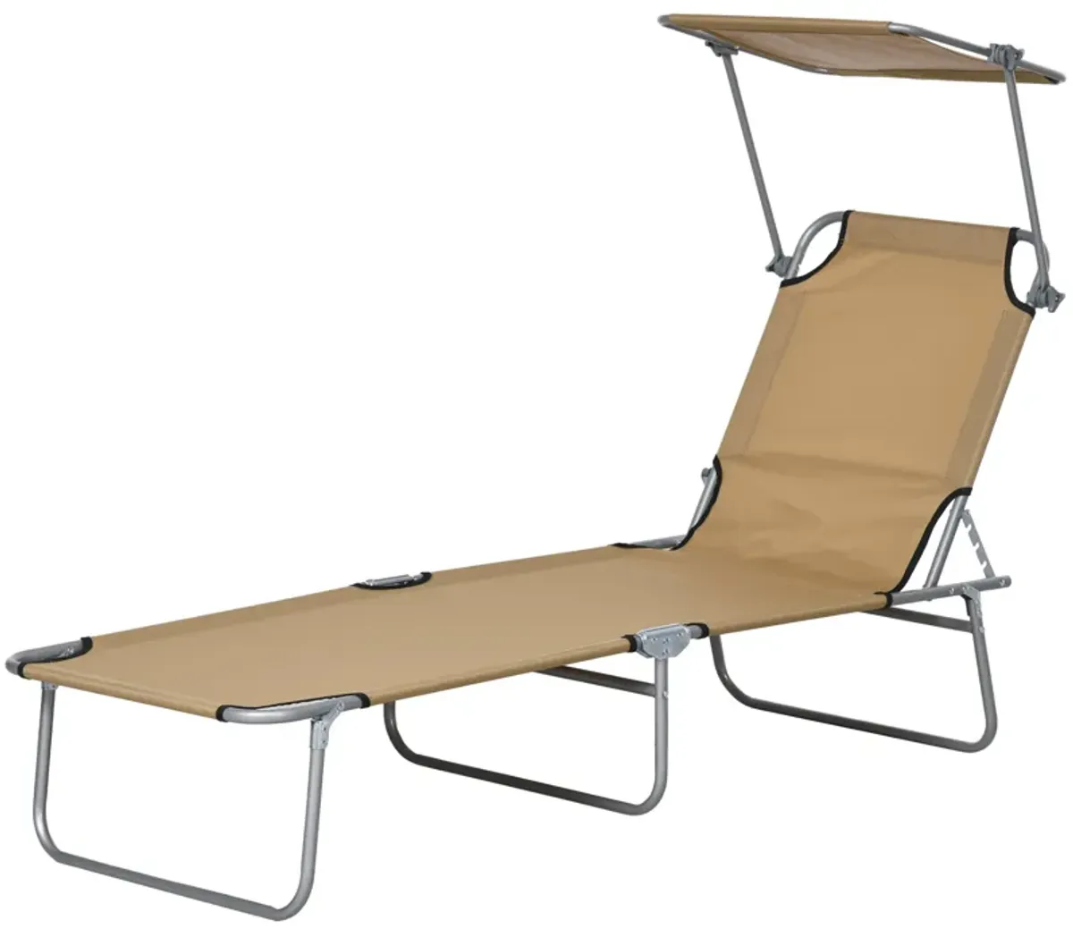 Lounge chair Chaise Lounging Bed Portable Adjustable Garden Beach Oxford Tan