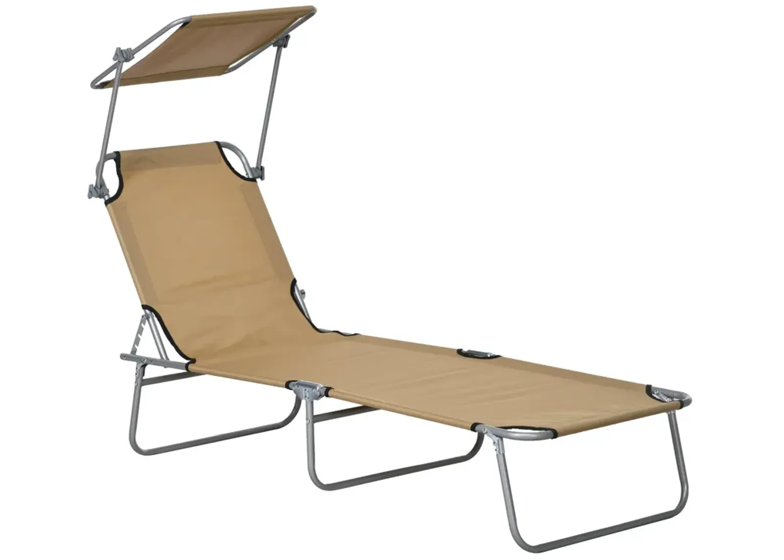 Lounge chair Chaise Lounging Bed Portable Adjustable Garden Beach Oxford Tan