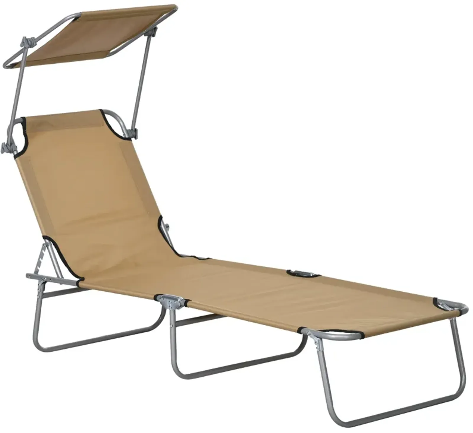 Lounge chair Chaise Lounging Bed Portable Adjustable Garden Beach Oxford Tan