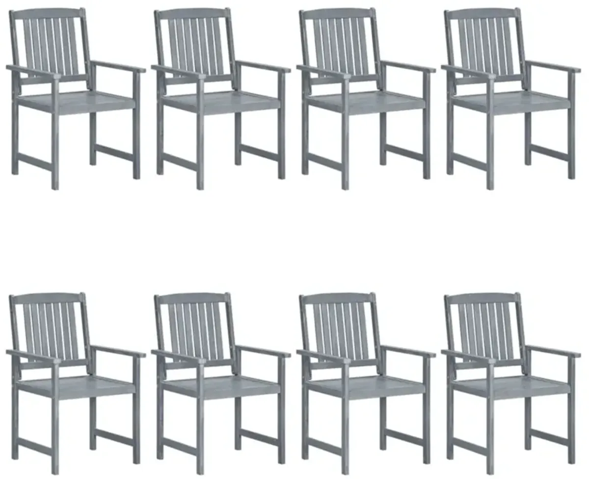 vidaXL Garden Chairs with Cushions 8 pcs Solid Acacia Wood Gray