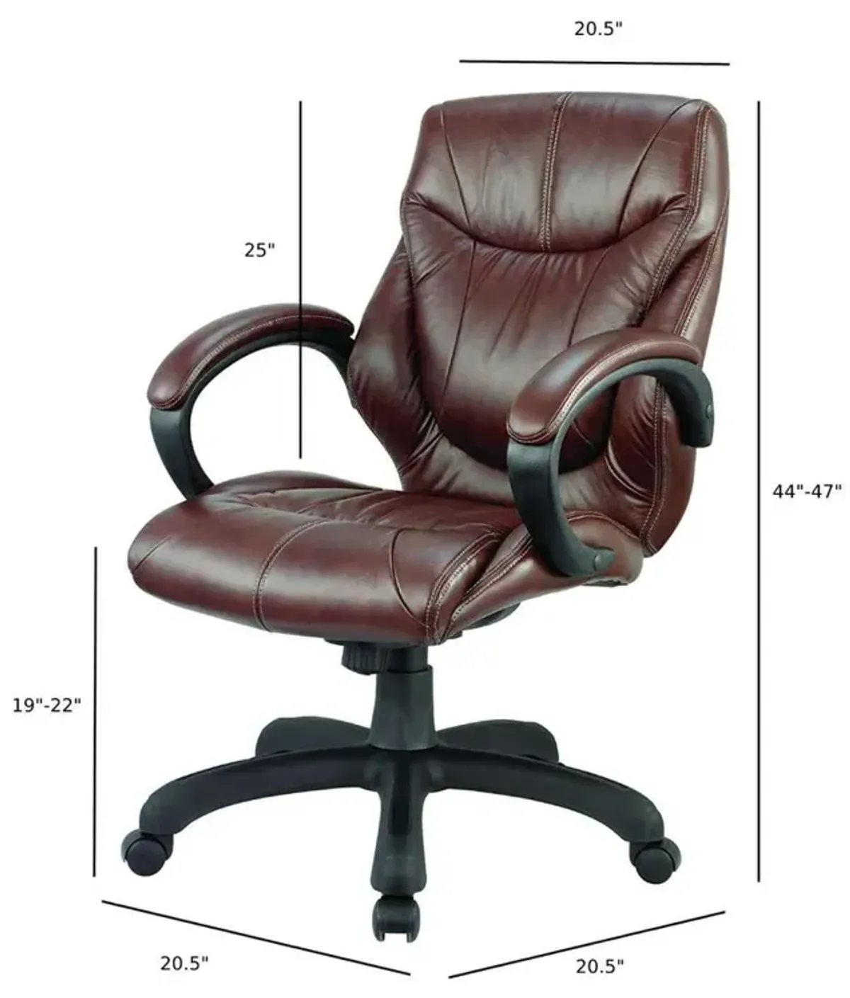 Nicer Furniture Middle Back Real Leather Executive Chair - Brown